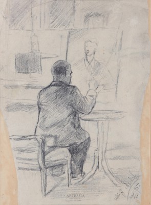 Portret Józefa Balukiewicza przy sztaludze